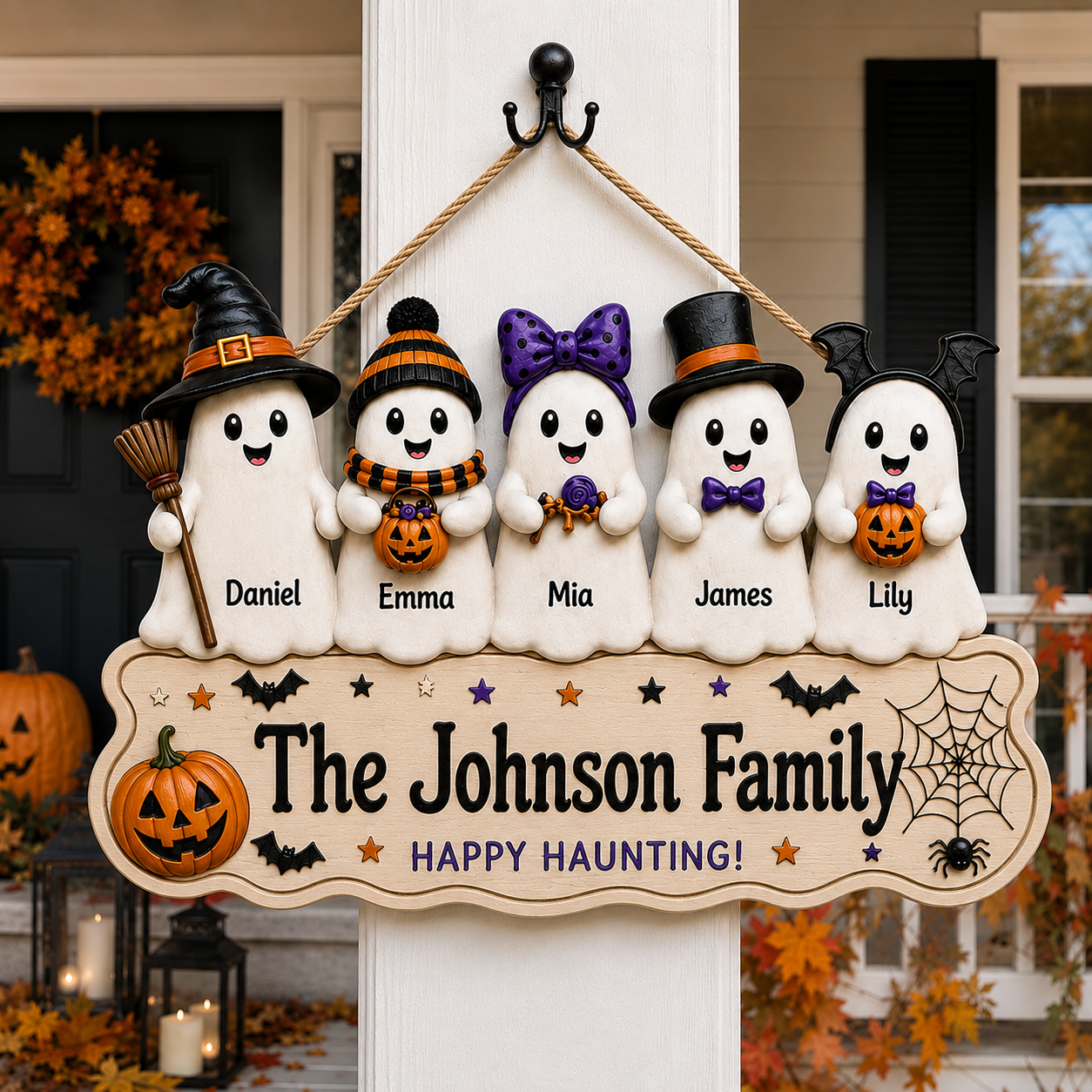 Custom Ghost Family Halloween Name Sign