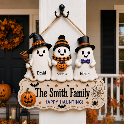 Custom Ghost Family Halloween Name Sign