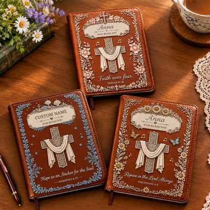 Personalized Faith Over Fear Journal – Custom Name Scripture Notebook