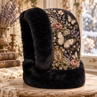 ❄️ Women’s Vintage Floral Plush-Lined Winter Hood