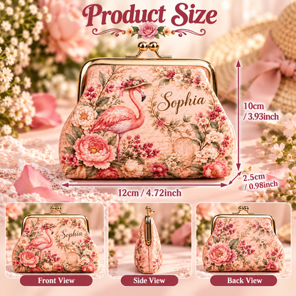 🌸 Personalized Vintage Floral Kiss Lock Coin Purse – Custom Name | 5 Styles