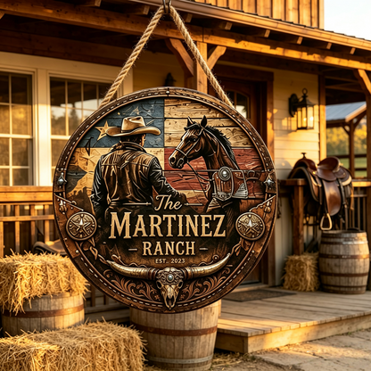 Personalized Western Style Family Metal Door Sign