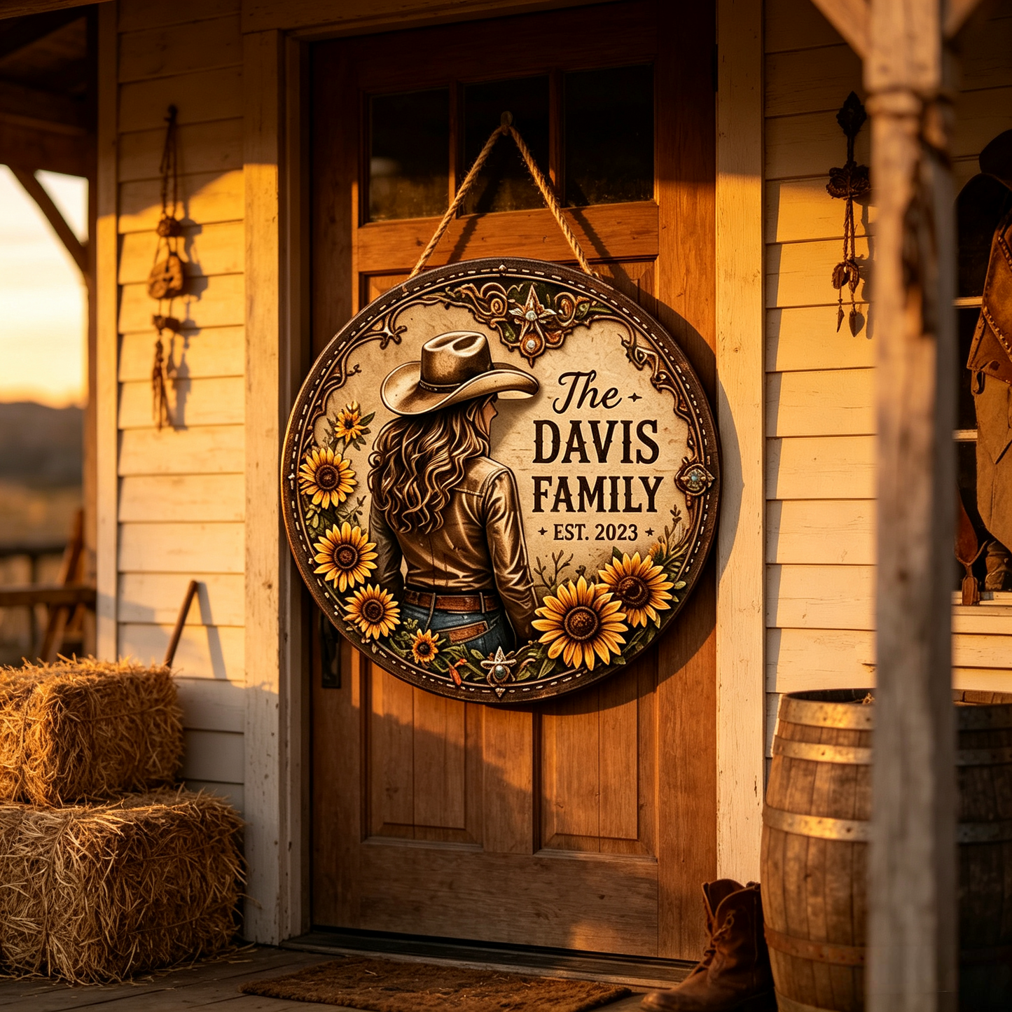 Personalized Western Style Family Metal Door Sign