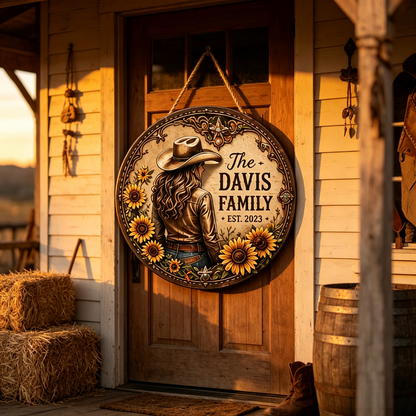 Personalized Western Style Family Metal Door Sign