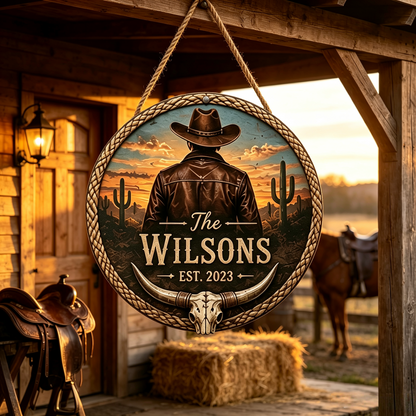 Personalized Western Style Family Metal Door Sign