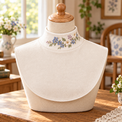 🌸 Elegant Floral Embroidered Detachable Collar – Women's Mock Neck Dickey
