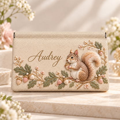 Personalized Floral Animal Clutch Pouch with Custom Name