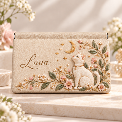 Personalized Floral Animal Clutch Pouch with Custom Name