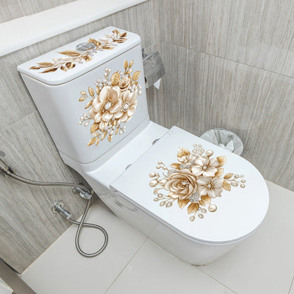 Last Day 50% OFF-Only$12.99🎁3-Piece Floral Bathroom Toilet Sticker Set – Decorative Peel & Stick Decals