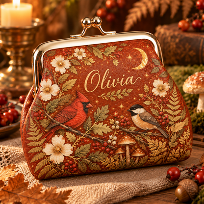 🌸 Personalized Vintage Floral Kiss Lock Coin Purse – Custom Name | 5 Styles