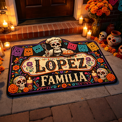 Custom Skeleton Chef Day of the Dead Rug