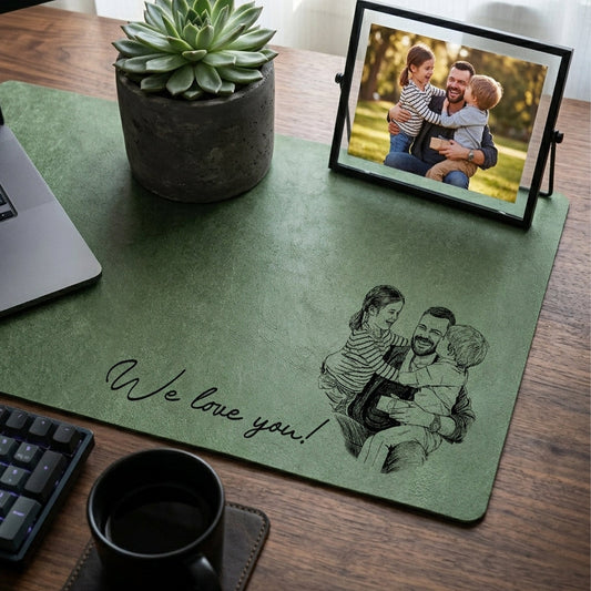 Personalized Photo Sketch Desk Mat | Father's Day Gift