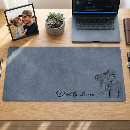 Personalized Photo Sketch Desk Mat | Father's Day Gift