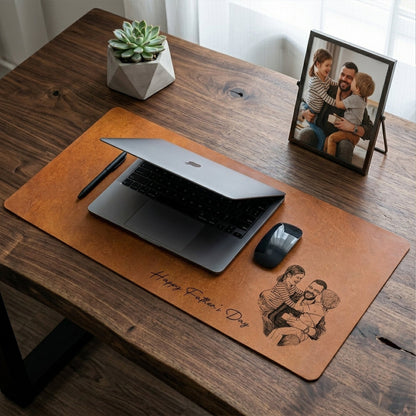 Personalized Photo Sketch Desk Mat | Father's Day Gift