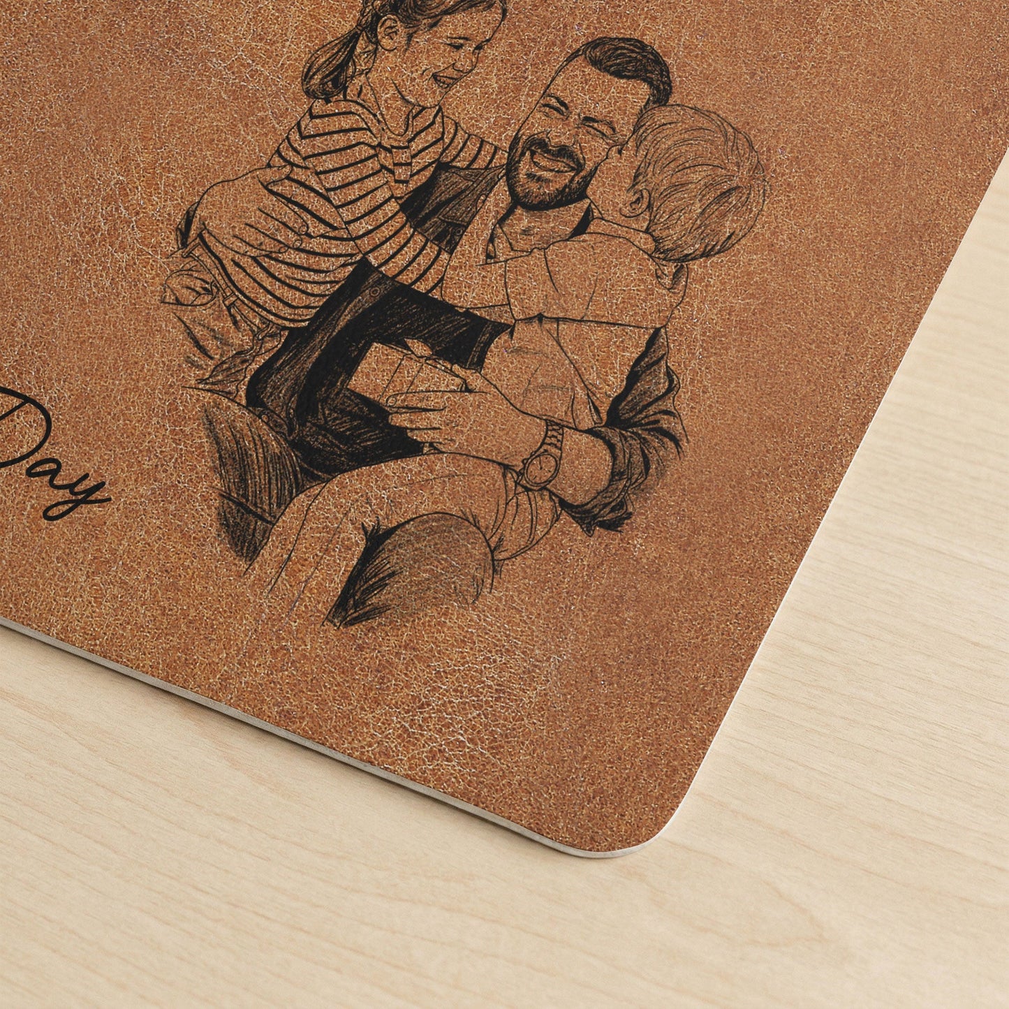 Personalized Photo Sketch Desk Mat | Father's Day Gift