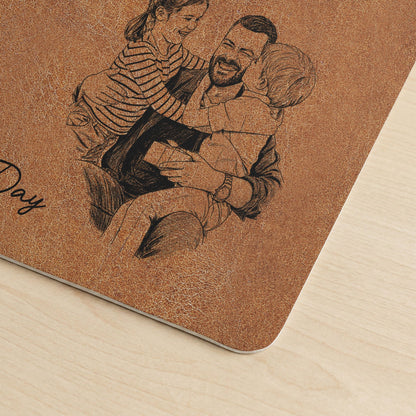 Personalized Photo Sketch Desk Mat | Father's Day Gift