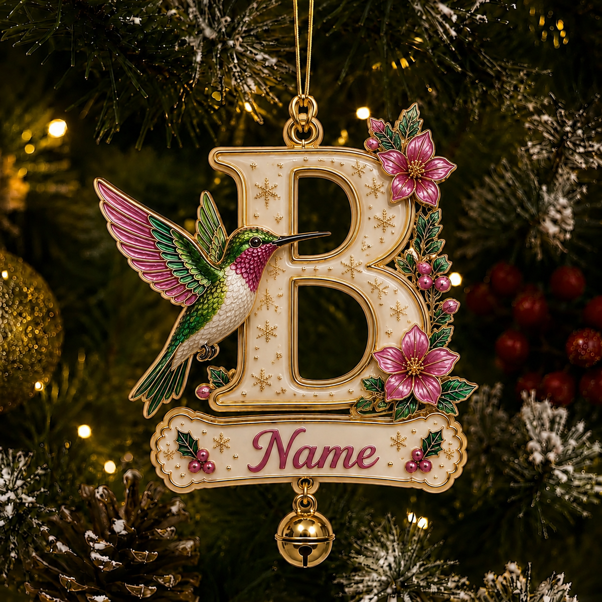 Personalized Christmas Initial Ornament – Custom Name & Family Keepsake