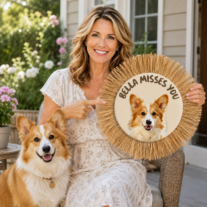 🐾 Custom Pet Photo Straw Welcome Sign