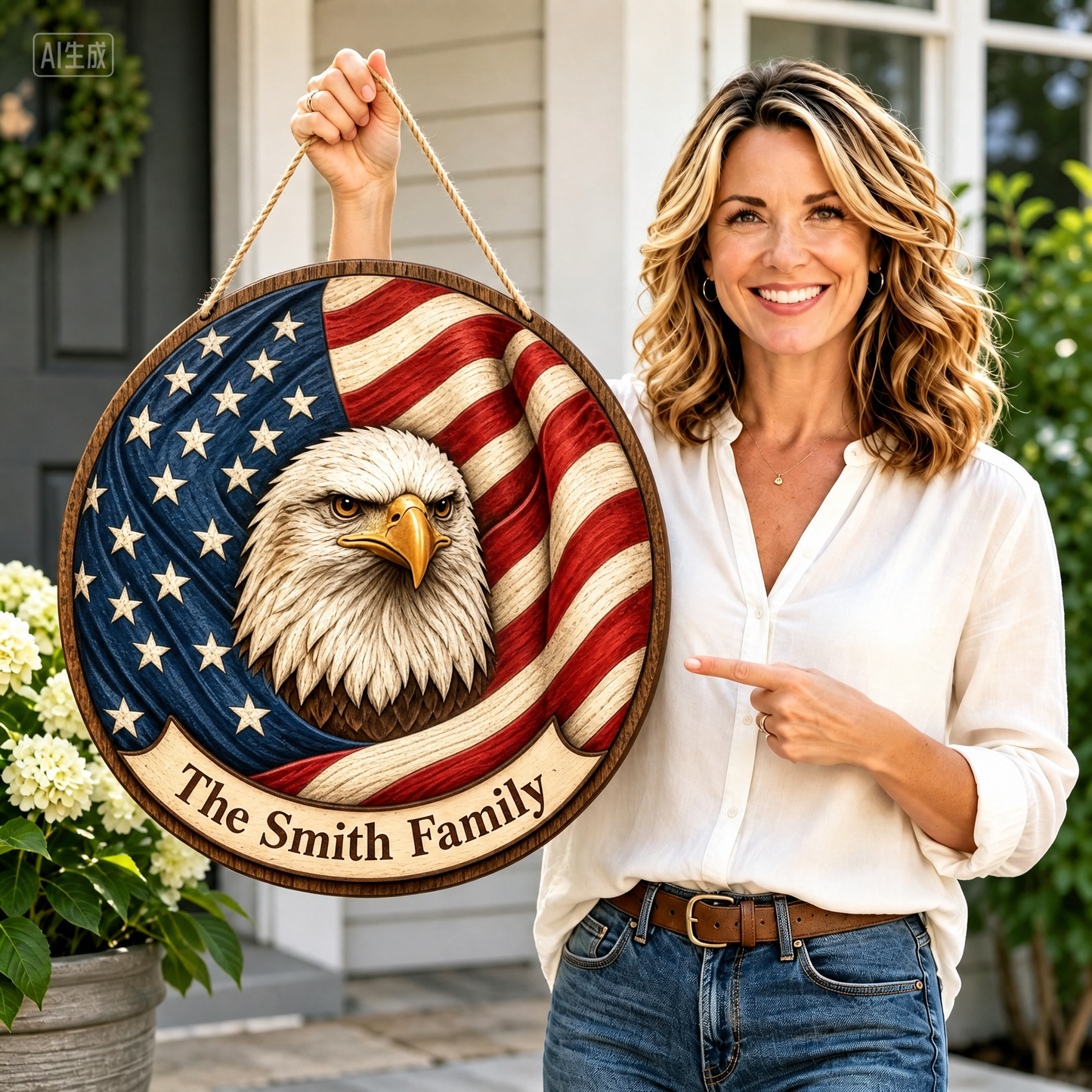 Custom Patriotic Eagle Door Sign