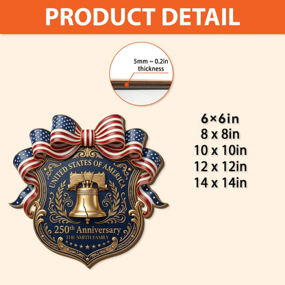 Personalized USA Wooden Door Sign, 250th Anniversary Decor