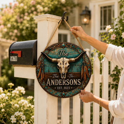 Personalized Western Style Family Metal Door Sign