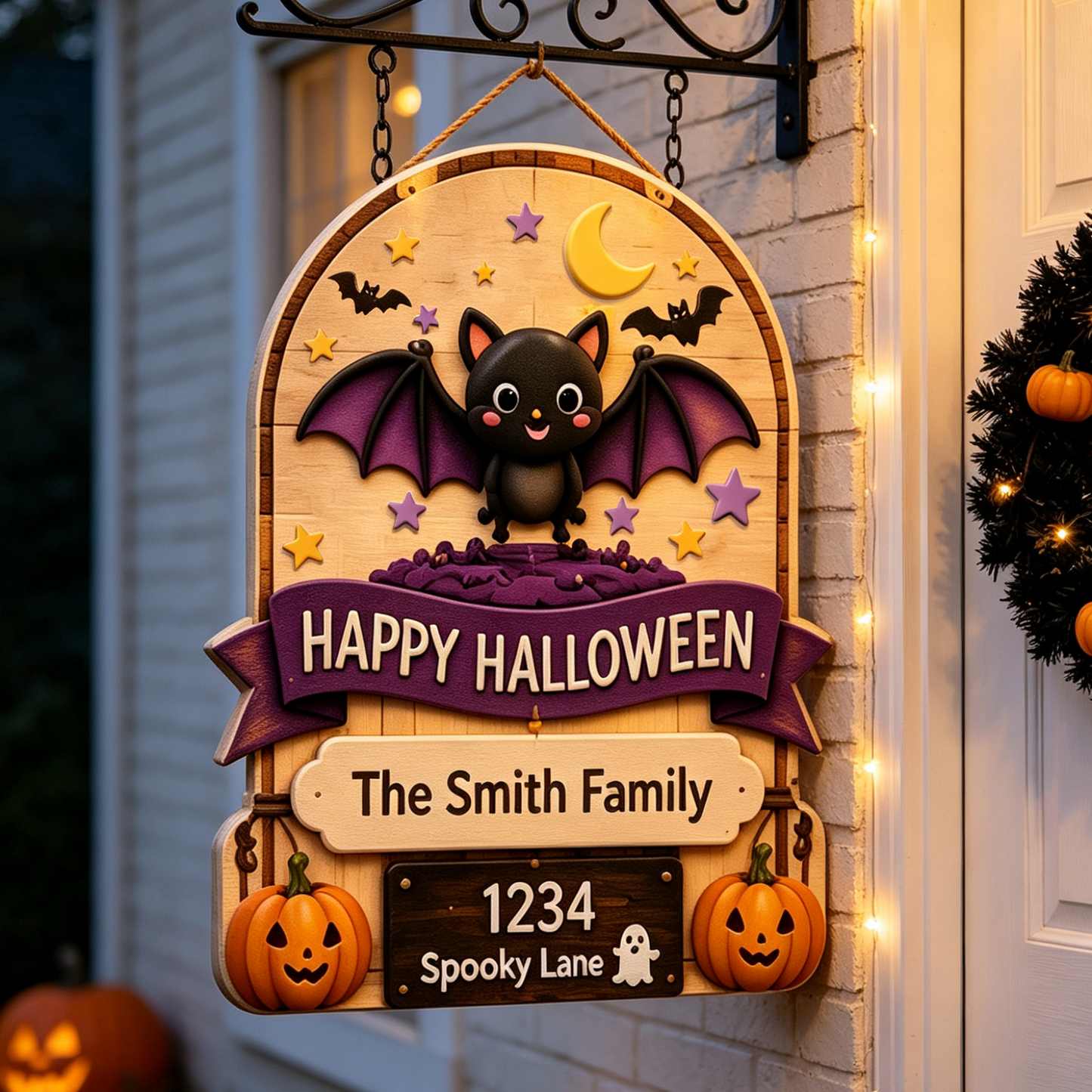 🎃 Personalized Halloween Black Cat Sign