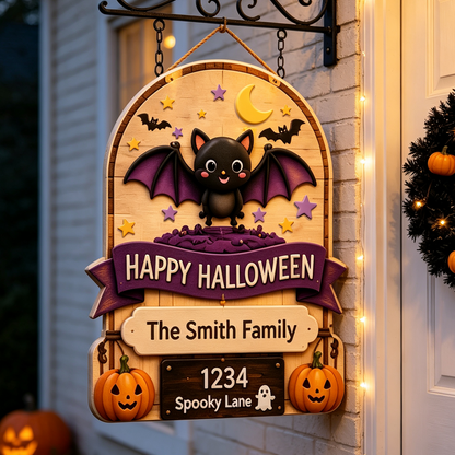 🎃 Personalized Halloween Black Cat Sign