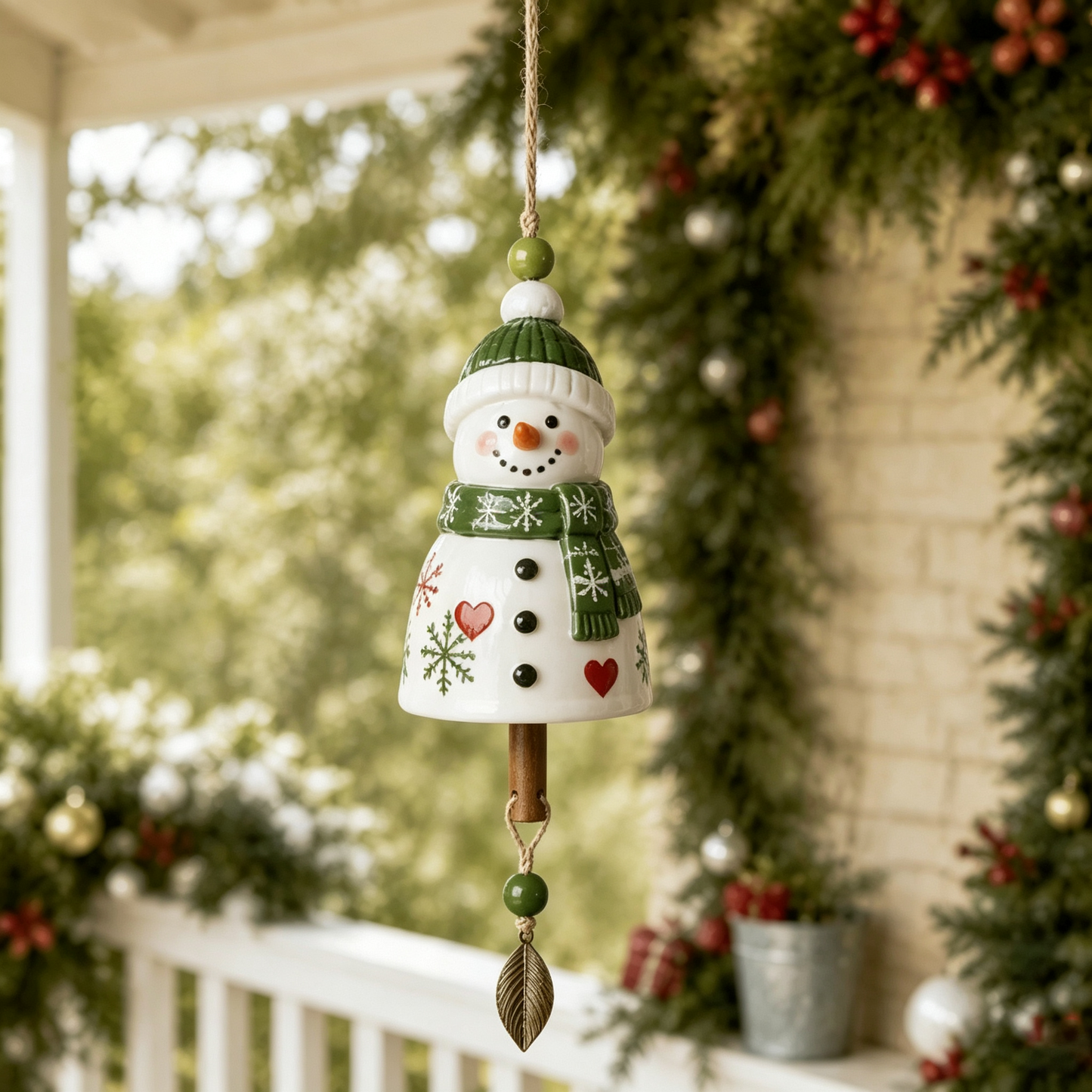 🔔Christmas Ceramic Bell Wind Chime 🎅 12 Styles Santa Snowman Reindeer Hanging Ornament Xmas Porch Tree Holiday Home Decor Gift