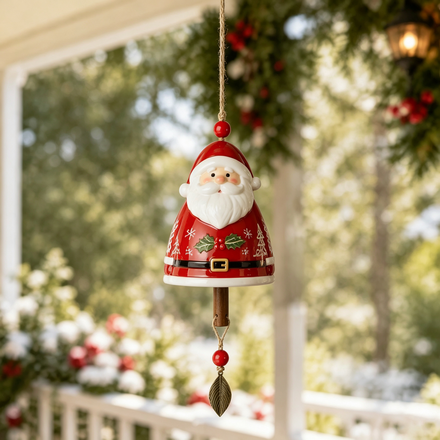 🔔Christmas Ceramic Bell Wind Chime 🎅 12 Styles Santa Snowman Reindeer Hanging Ornament Xmas Porch Tree Holiday Home Decor Gift