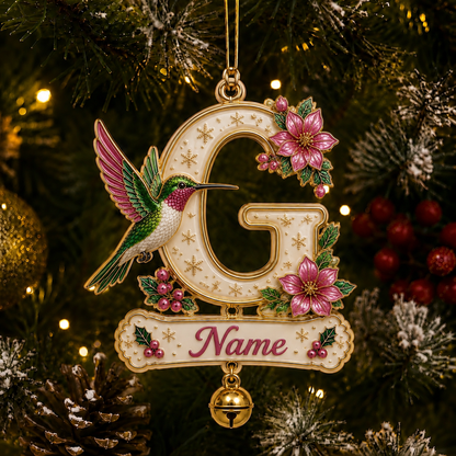 Personalized Christmas Initial Ornament – Custom Name & Family Keepsake