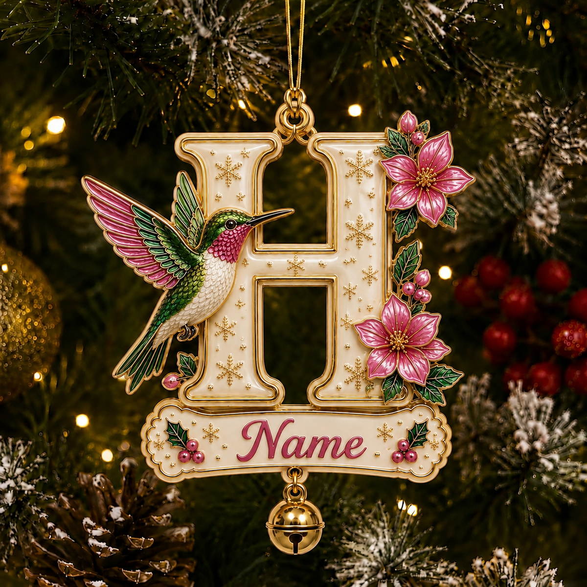 Personalized Christmas Initial Ornament – Custom Name & Family Keepsake