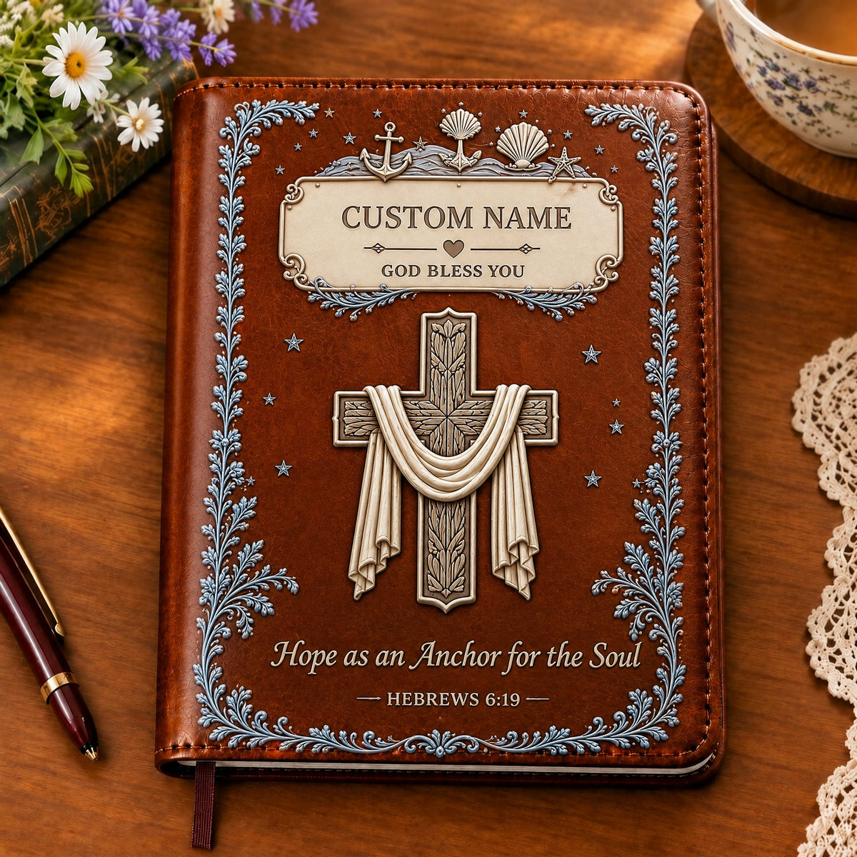 Personalized Faith Over Fear Journal – Custom Name Scripture Notebook