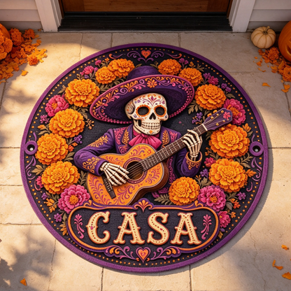 CASA Day of the Dead Skeleton Round Rug