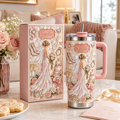 💍 Personalized Bride Wedding Tumbler with Gift Box