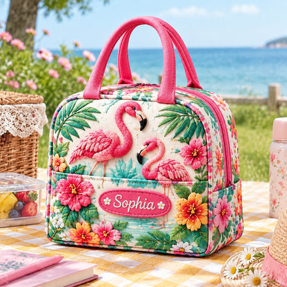 🥪Custom Name Insulated Lunch Bag 🦋 5 Floral Nature Tote Designs