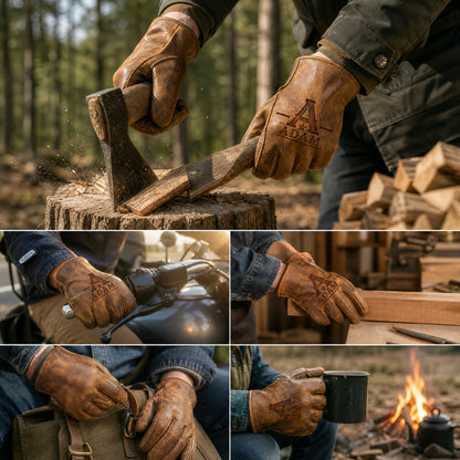 Personalized Vintage Leather Work Gloves