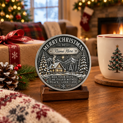 🎄Personalized Christmas New Year Challenge Coin 🎁 Custom Name Keepsake Coin