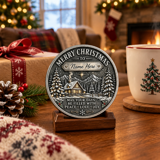 🎄Personalized Christmas New Year Challenge Coin 🎁 Custom Name Keepsake Coin