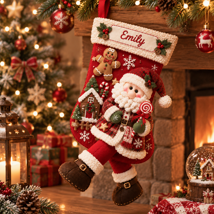 🎅Custom Name 3D Plush Christmas Stocking 🧦 3 Festive Designs