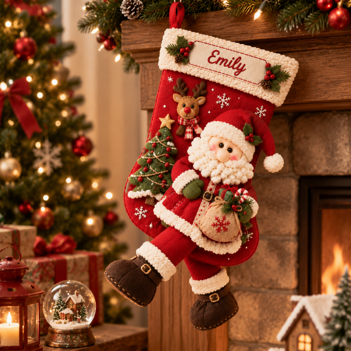 🎅Custom Name 3D Plush Christmas Stocking 🧦 3 Festive Designs