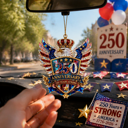 ⭐America 250 Patriotic Ornaments | One Nation, Born Free & Eagle Shield Holiday Decor