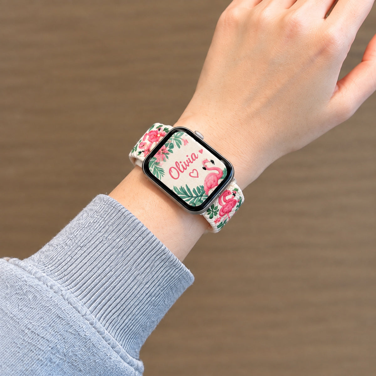 ✨Custom Name Braided Watch Band 🎄 Christmas & Flamingo 2 Design Styles