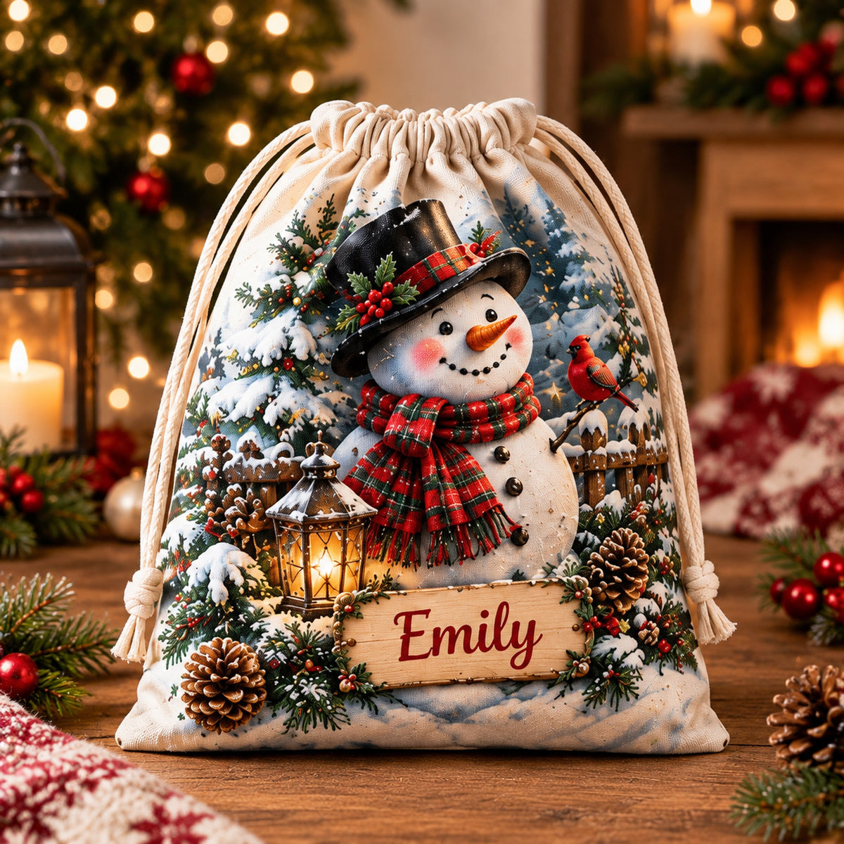 🎅Custom Name Christmas Gift Sack 🎄 6 Festive Holiday Drawstring Sacks