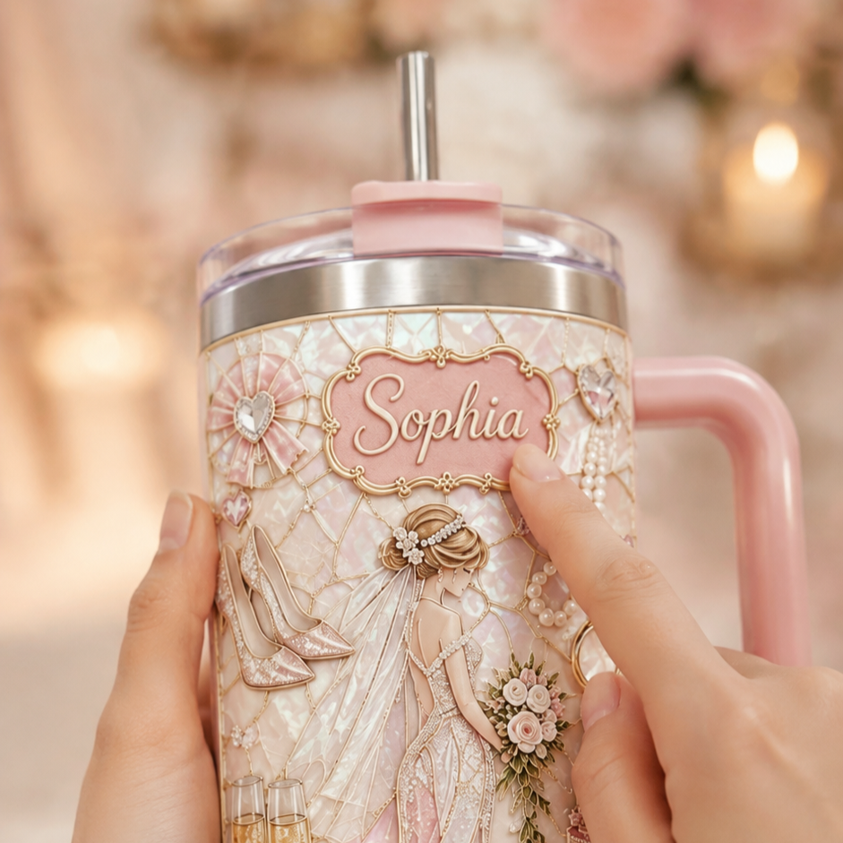 💍 Personalized Bride Wedding Tumbler with Gift Box