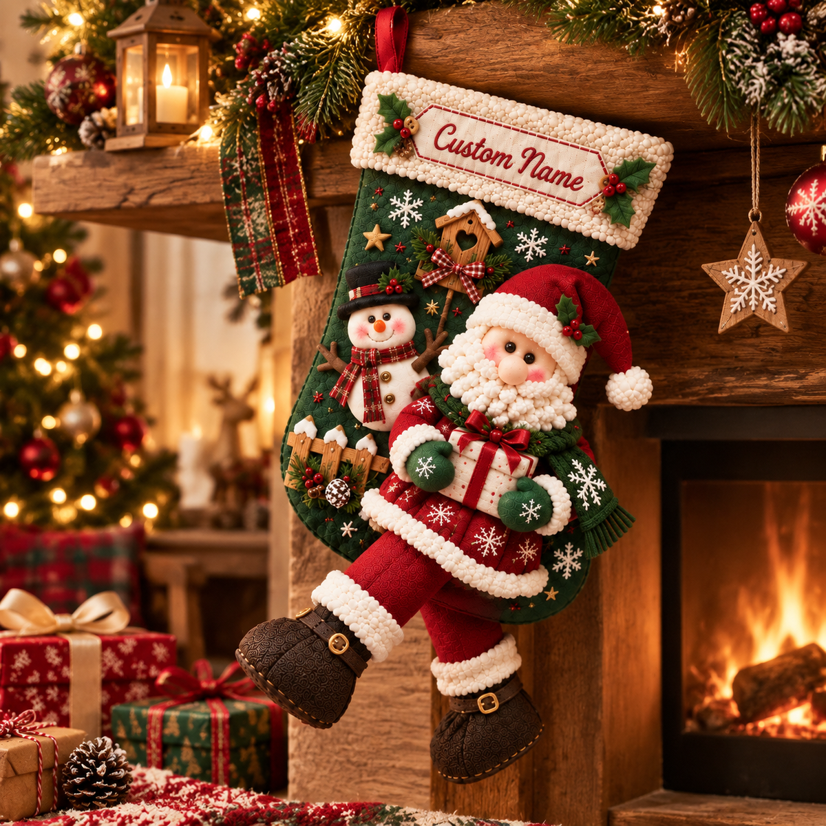 🎅Custom Name 3D Plush Christmas Stocking 🧦 3 Festive Designs