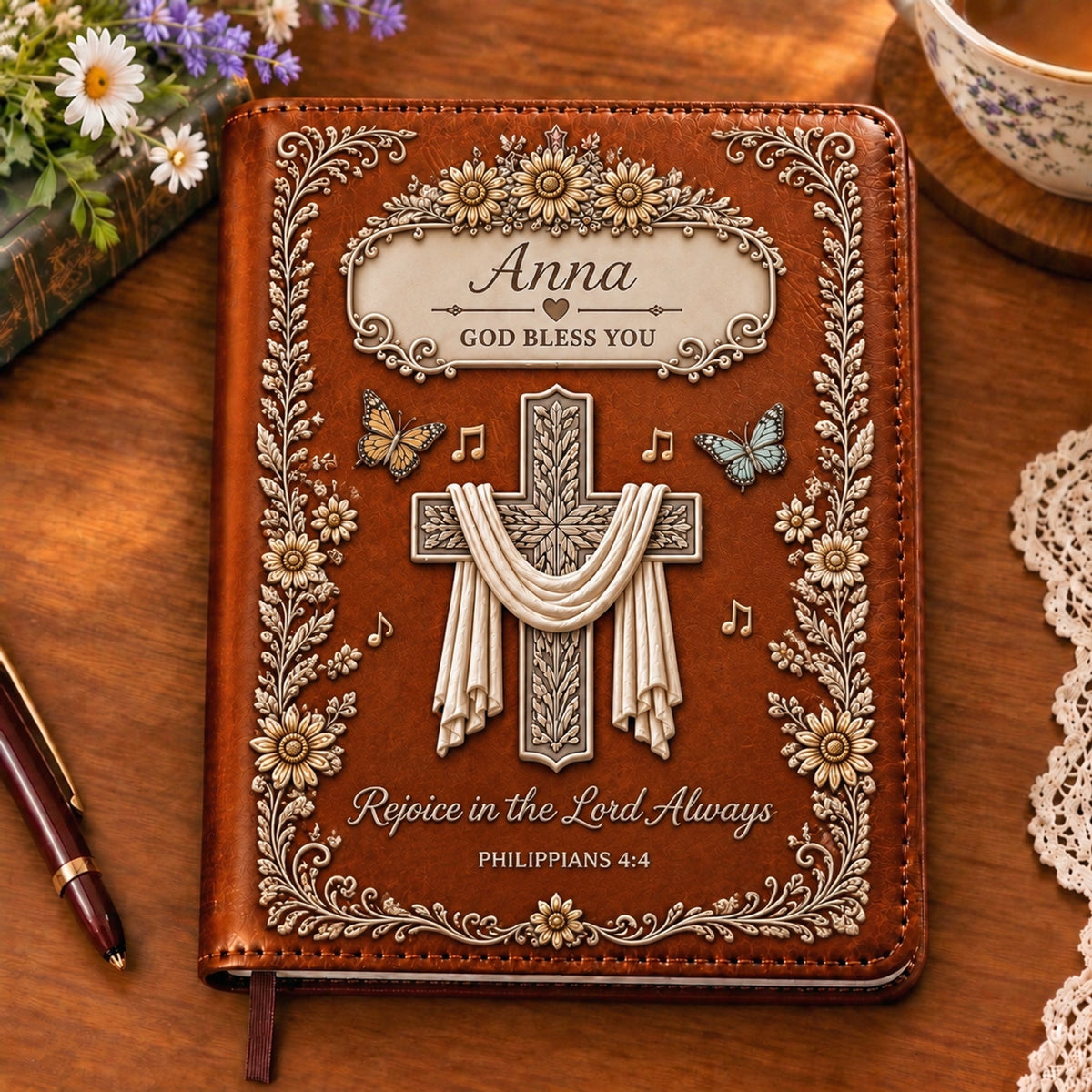 Personalized Faith Over Fear Journal – Custom Name Scripture Notebook