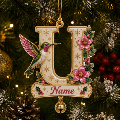 Personalized Christmas Initial Ornament – Custom Name & Family Keepsake