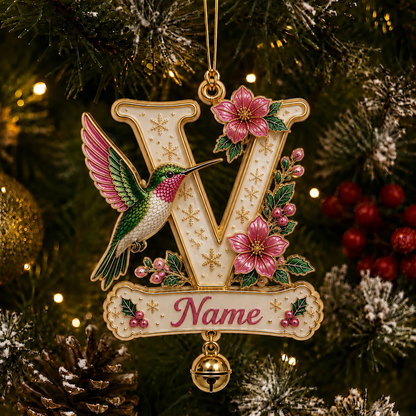 Personalized Christmas Initial Ornament – Custom Name & Family Keepsake