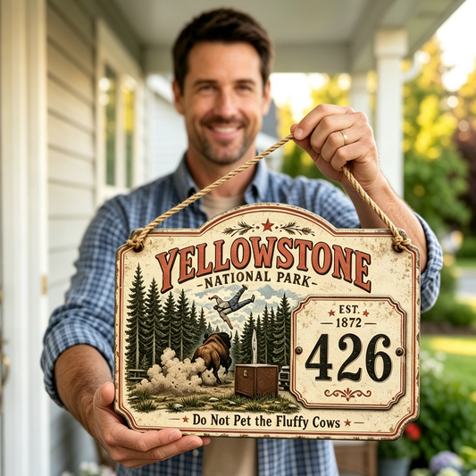 Custom Yellowstone National Park House Number Sign